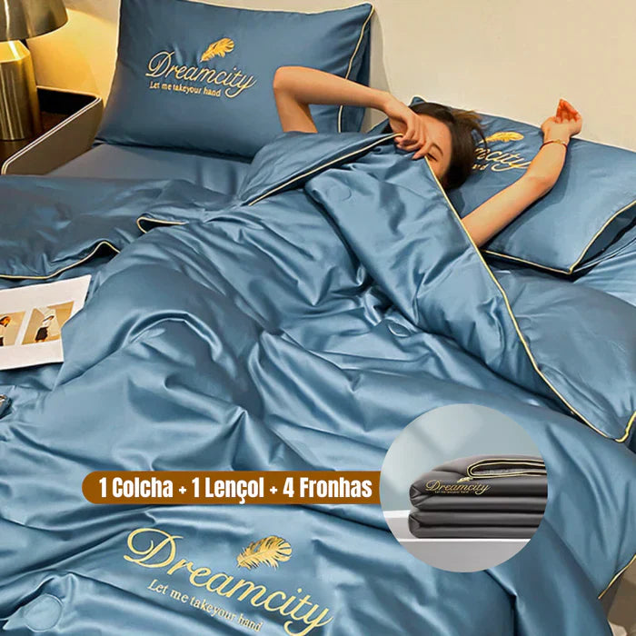 Conjunto de Cama de Seda Gelada Para o Verão [Compre 1 Leve 2]